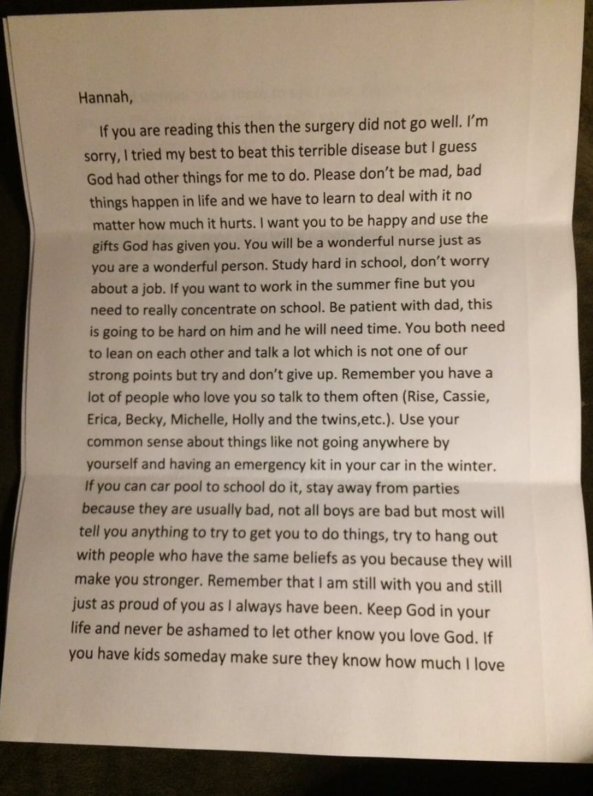 Sample Letter To Daughter From Mother