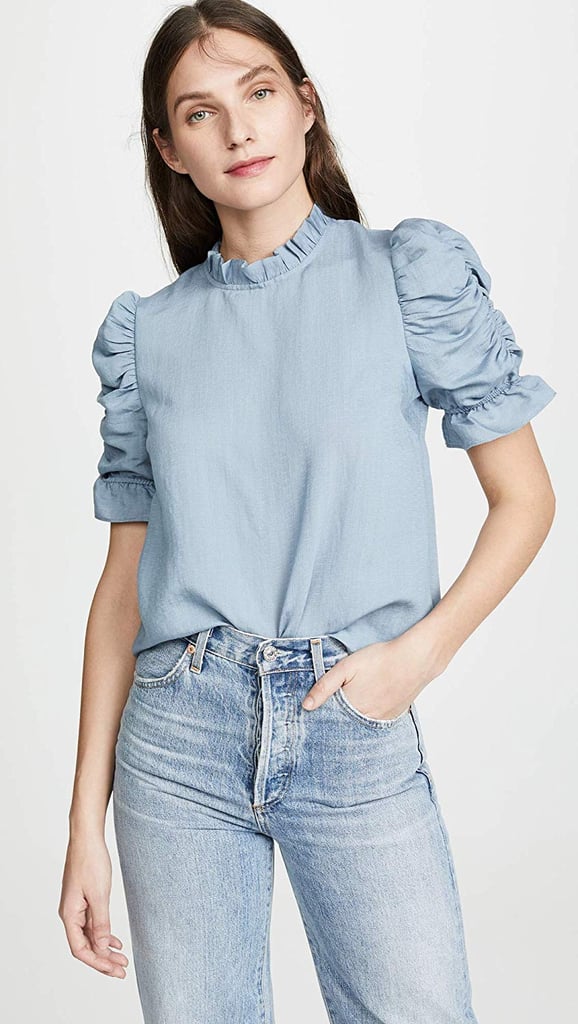 MOON RIVER Ruched Sleeve Top