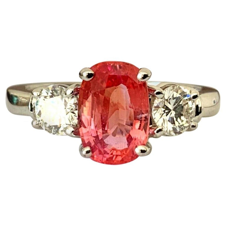 Madagascar Padparadscha Sapphire Diamond Ring