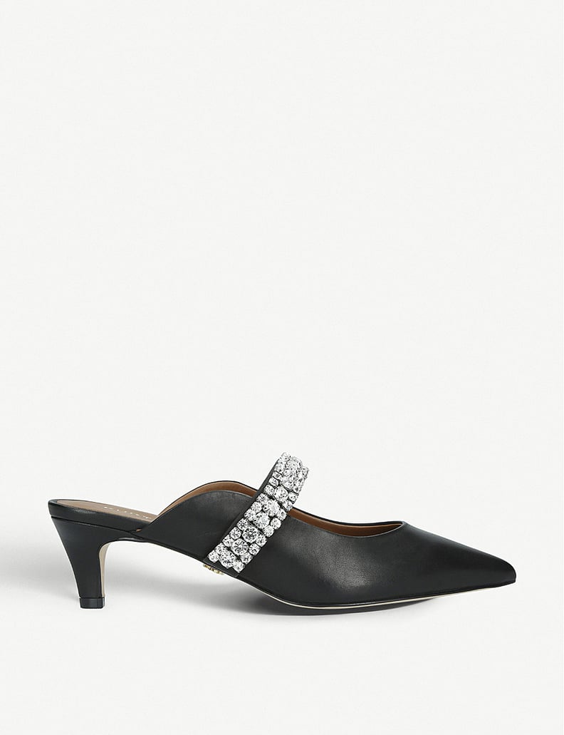 Kurt Geiger Dutchess Crystal-Embellished Leather Kitten Heels