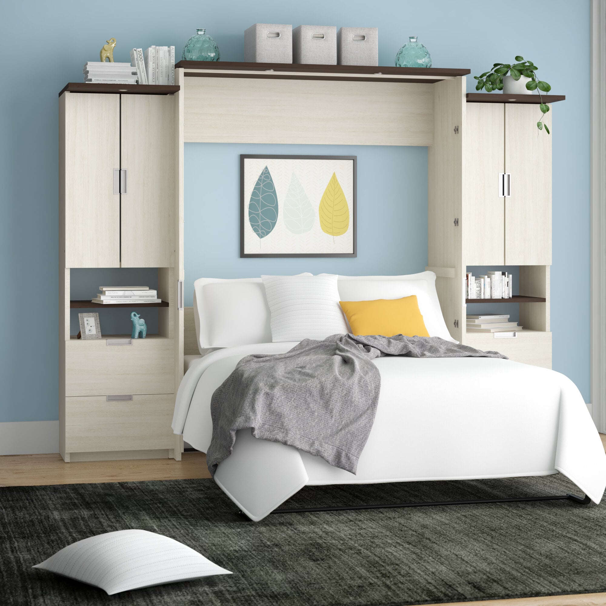 Barham cube queen murphy 2025 bed with mattress canora grey