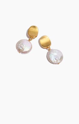 Coin Pearl Drop Studs
