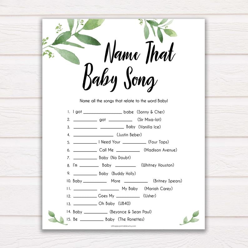 Name That Song Baby Shower Game