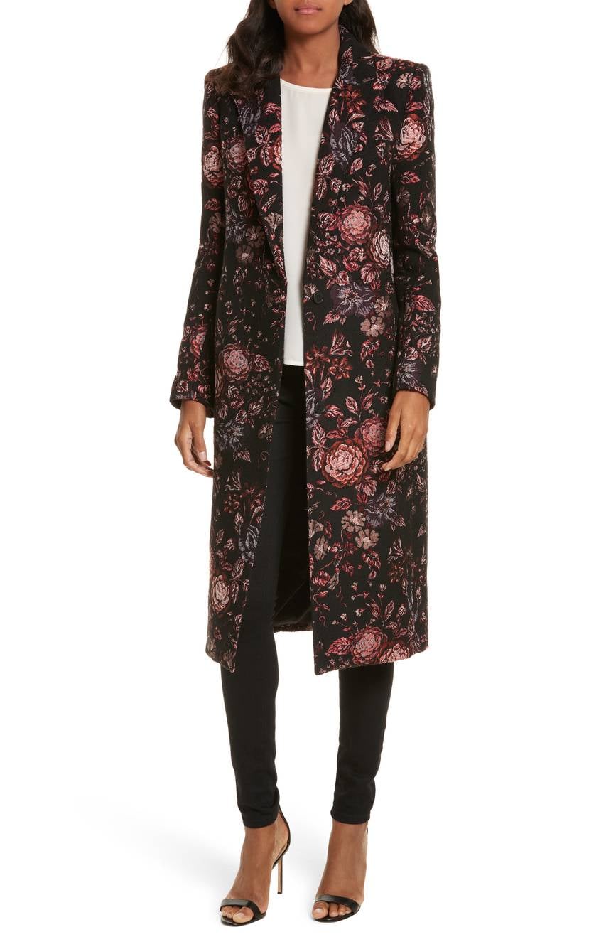 floral jacquard coat