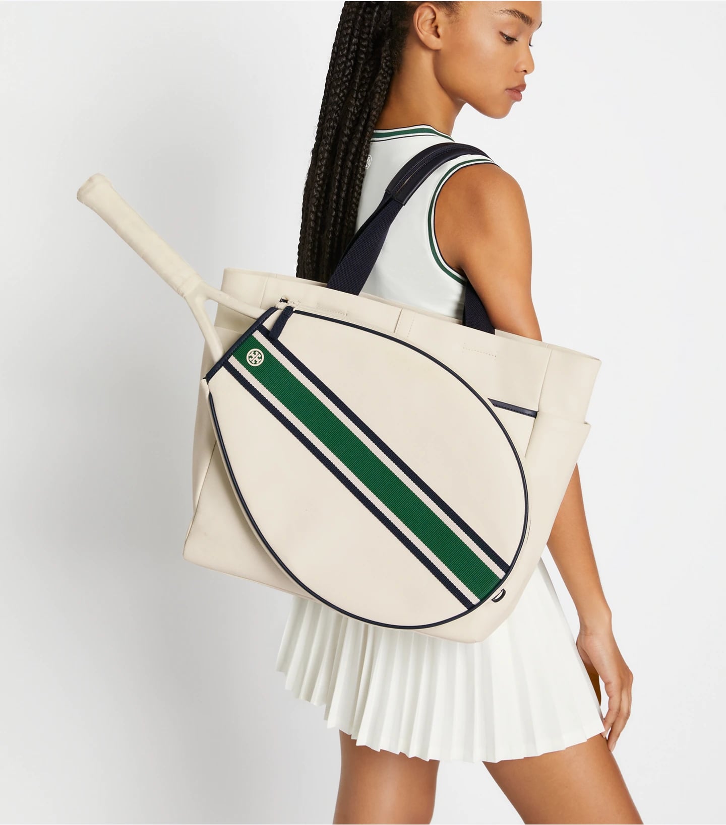 A Tennis Bag: Tory Sport Convertible Stripe Tennis Tote | 11 Gym Bags That  Can Store All Your Workout Essentials | POPSUGAR Fitness Photo 7
