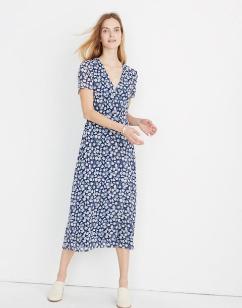 Petite Wrap-Front Midi Dress in French Floral