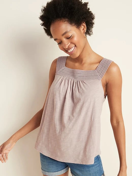 Old Navy Crochet-Yoke Slub-Knit Tank Top