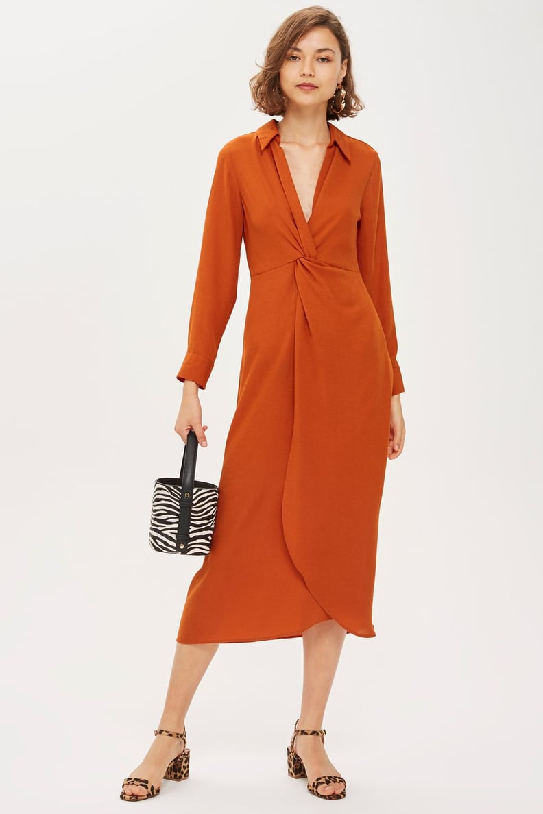 Twist-Front Midi Dress