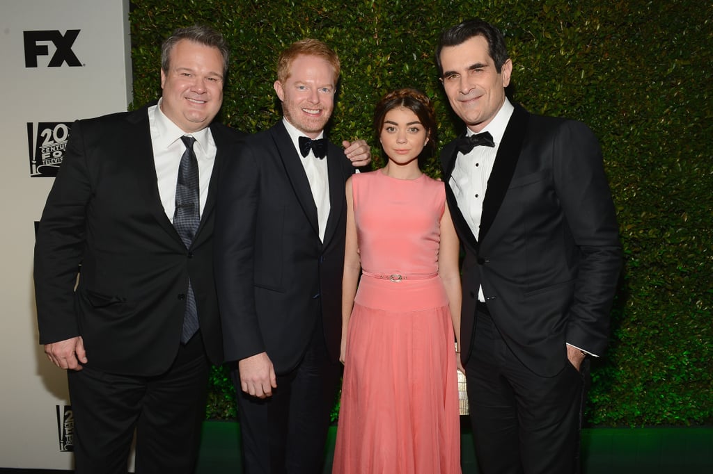 Modern Family's Eric Stonestreet, Jesse Tyler Ferguson, Sarah Hyland, and Ty Burrell smiled.