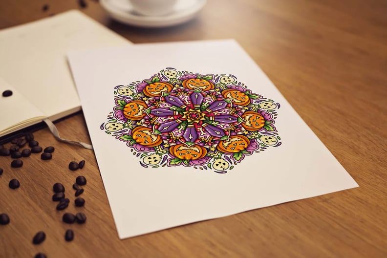 Halloween Coloring Pages For Adults With Mandala Designs