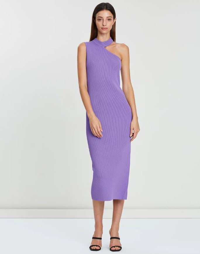 manning cartell purple dress