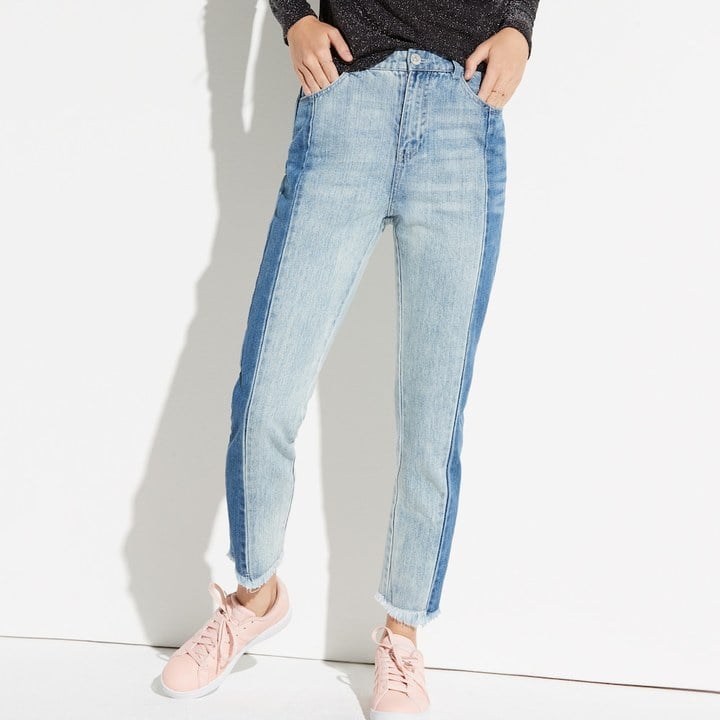 k/lab High-Waist Frayed Ankle Jeans 