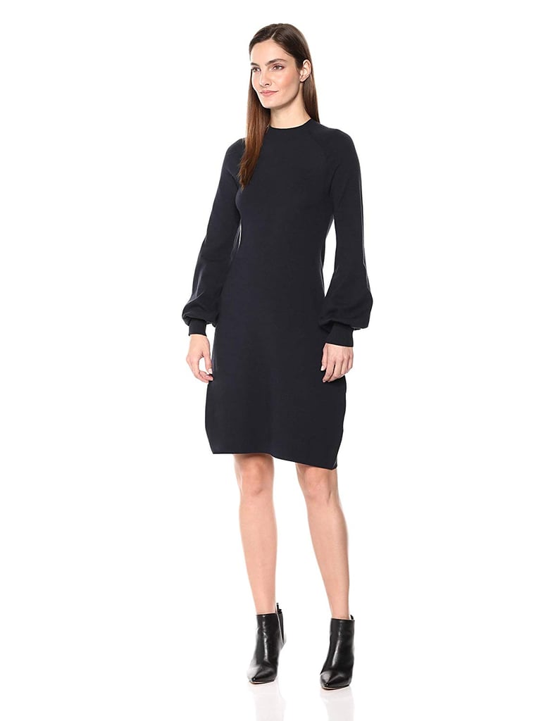 Lark & Ro Mock Neck Bell-Sleeve Sweater Dress