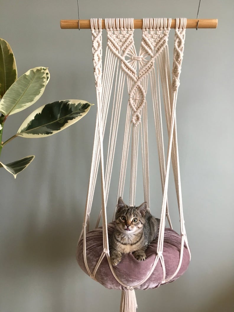 BohoSpring Hanging Macrame Cat Hammock