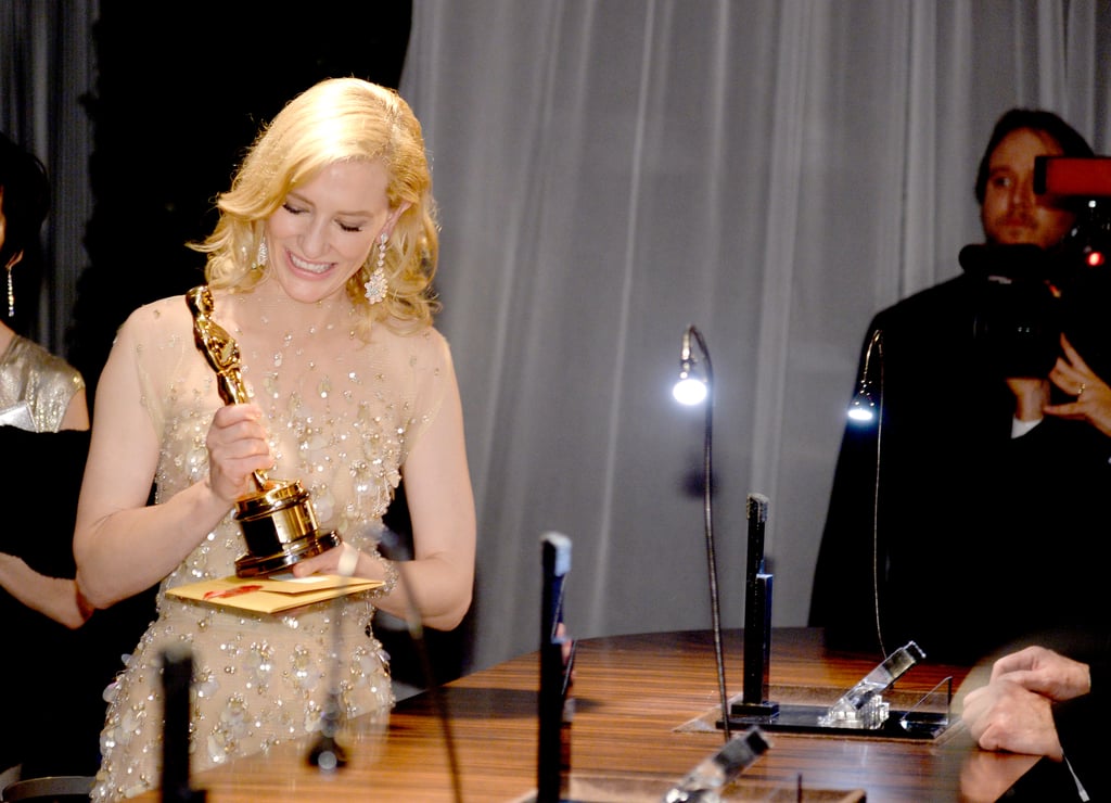 Cate Blanchett looked happy about her Oscar.