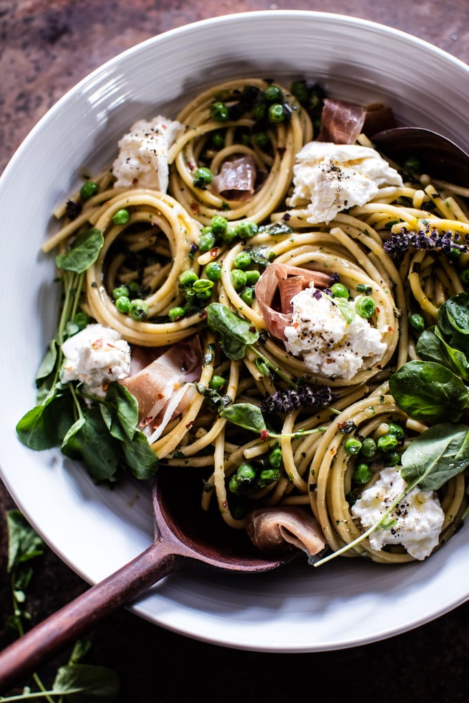 Buttery Spring Pea and Burrata Pasta With Prosciutto