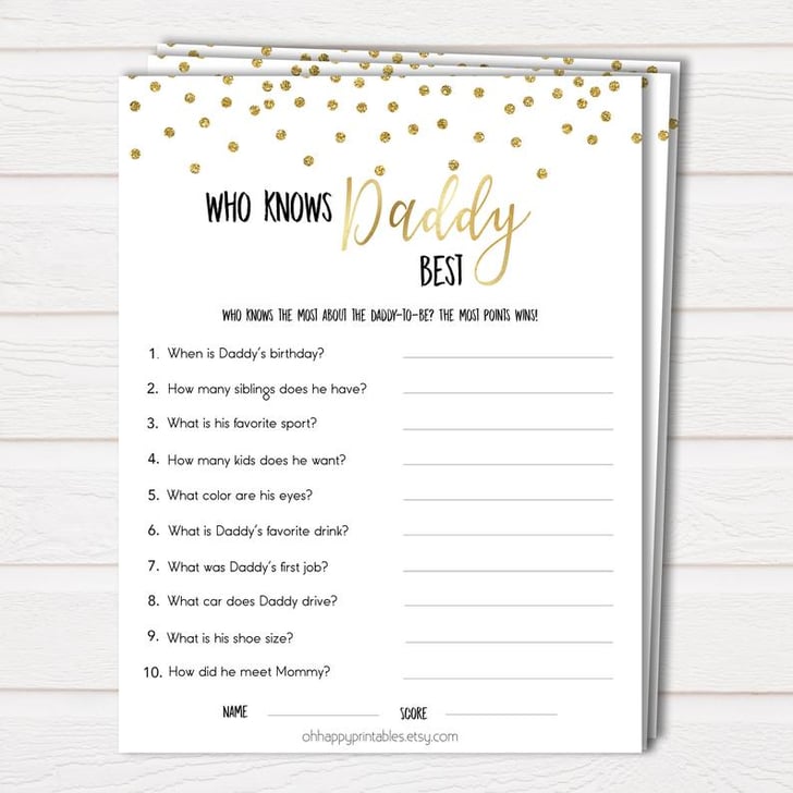 Who Knows Daddy Best Game Coed Baby Shower Games