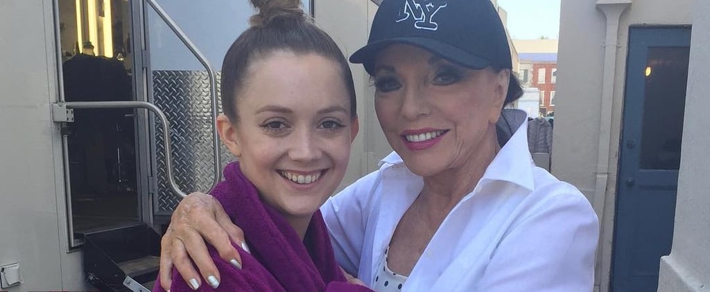 Joan Collins and Billie Lourd on American Horror Story Set