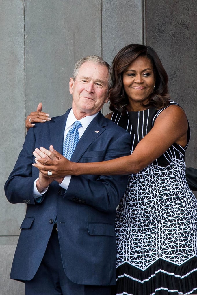 Bush on this now-famous picture of the duo: "When I saw her, it was a genuine expression of affection."
On the reactions to their friendship: "(The friendship) surprised everybody."
On friendships across the political spectrum: "That's what's so weird about society today, (the surprise) that people on opposite sides of the political spectrum can actually like each other."