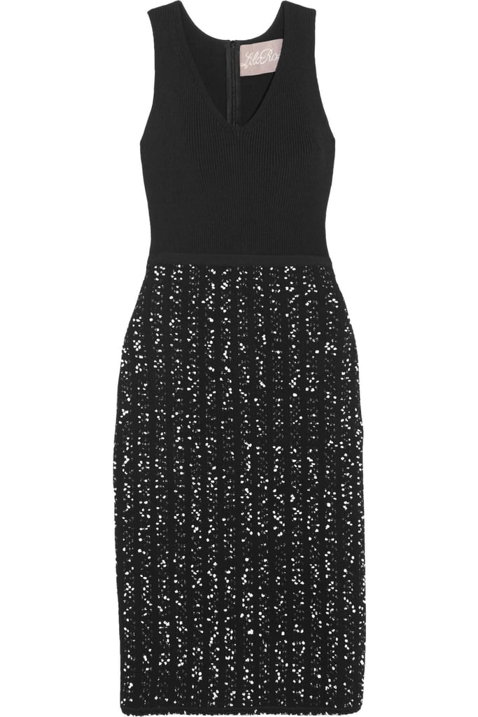 Lela Rose Ribbed-Knit And Bouclé-Tweed Dress