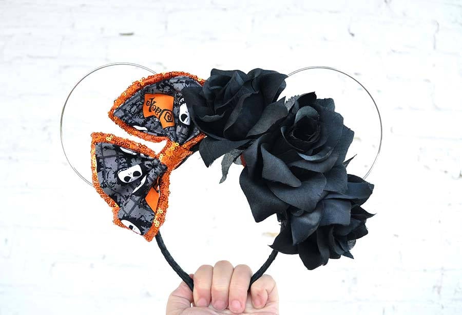 Jack Skellington Black Roses Floral Wire Mickey Ears ($15)