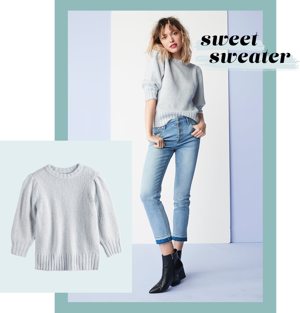 Simple but certainly not basic, this pastel sweater is the definition of understated-chic. Three-quarter sleeves, puff shoulders, and ribbed detailing ensure it stands out from your other sweaters, and its light hue only makes it that much more elevated. Pair this piece with jeans for an off-duty look and wide-leg trousers or a pencil skirt for the office.