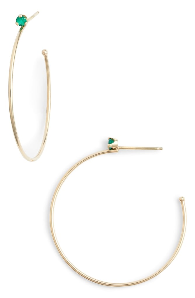 Zoë Chicco Emerald Prong Hoop Earrings