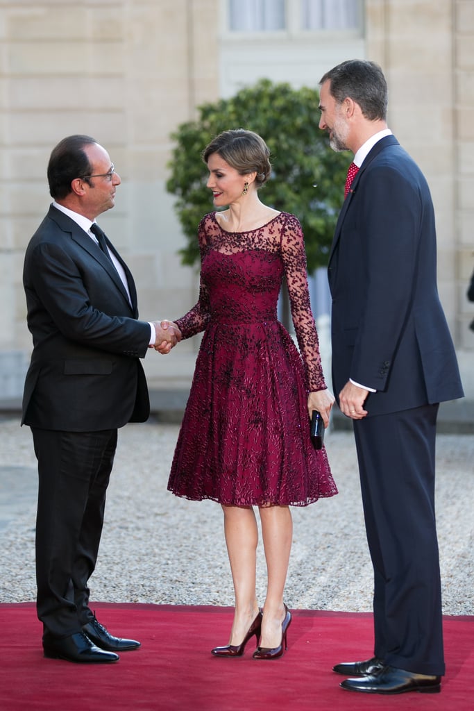 Queen Letizia Burgundy Dress