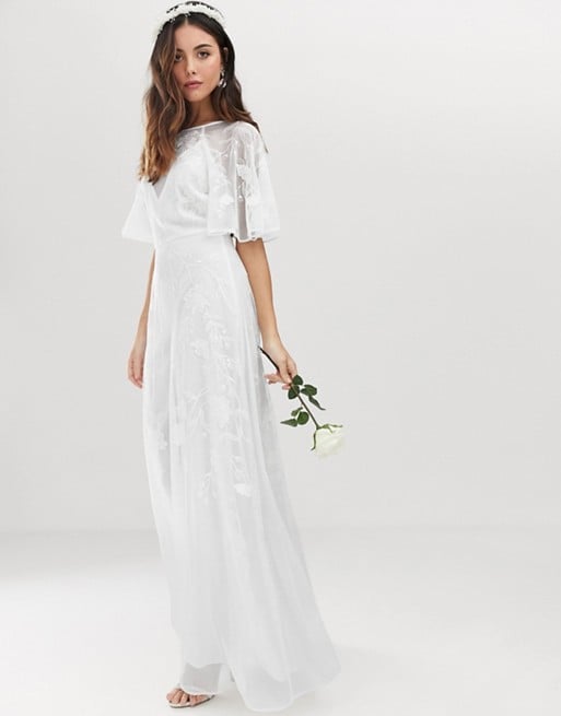 Asos Edition Embroidered Flutter Sleeve Wedding Dress