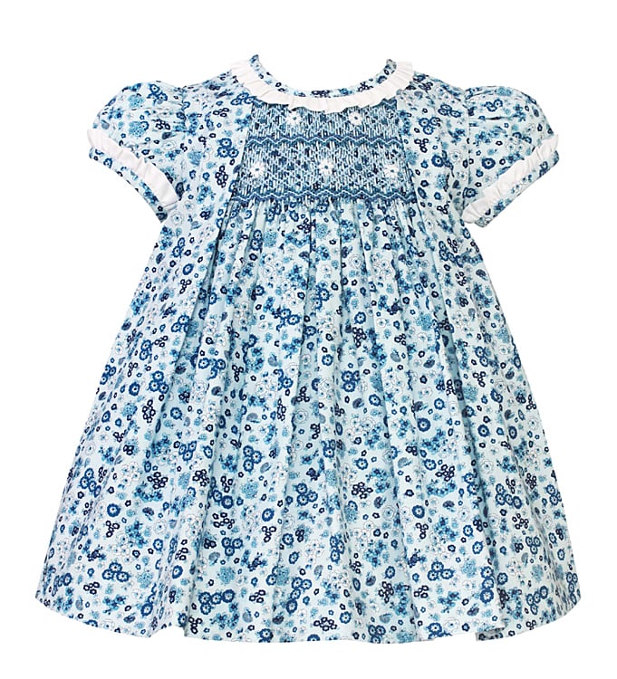 Anavini Blue Floral Ruffle Smocked Float Dress
