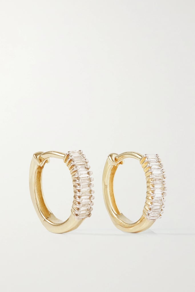 Similar: Stone and Strand Up and Down Gold Diamond Hoop Earrings ($375)