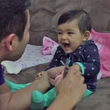 Funny Little Girl Scares Dad While He Cuts Her Nails