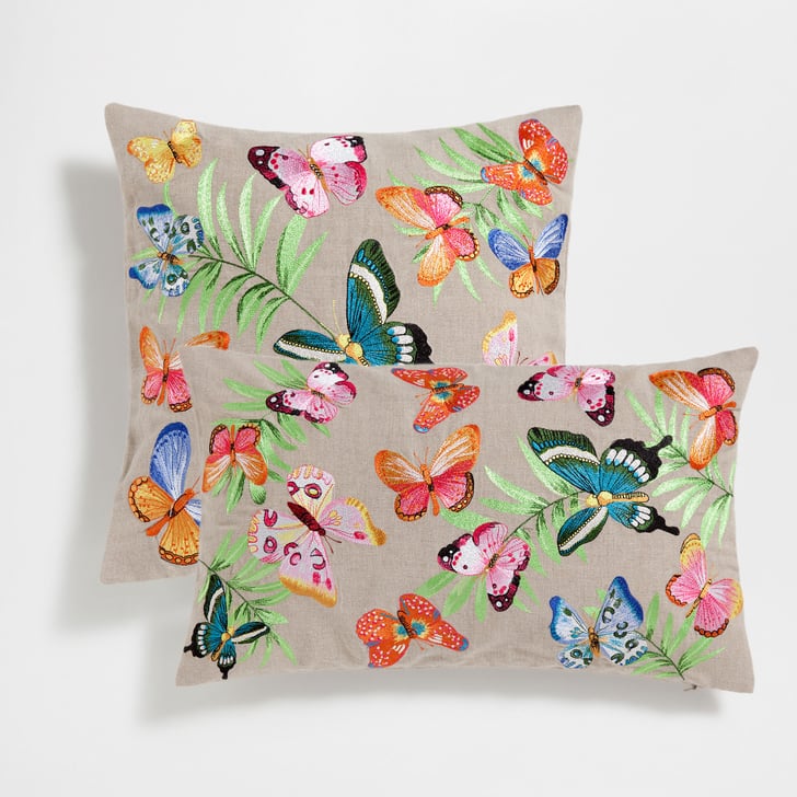 Embroidered Butterflies Cushion Cover (50) Zara Home Summer 2017 POPSUGAR Home Photo 15