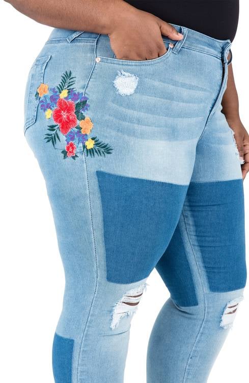 The embroidered details on the Poetic Justice Madison Ripped & Embroidered Skinny Jeans ($48) are subtle but do the trend justice.