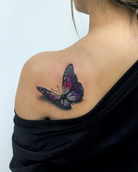 3d butterfly tattoo neck