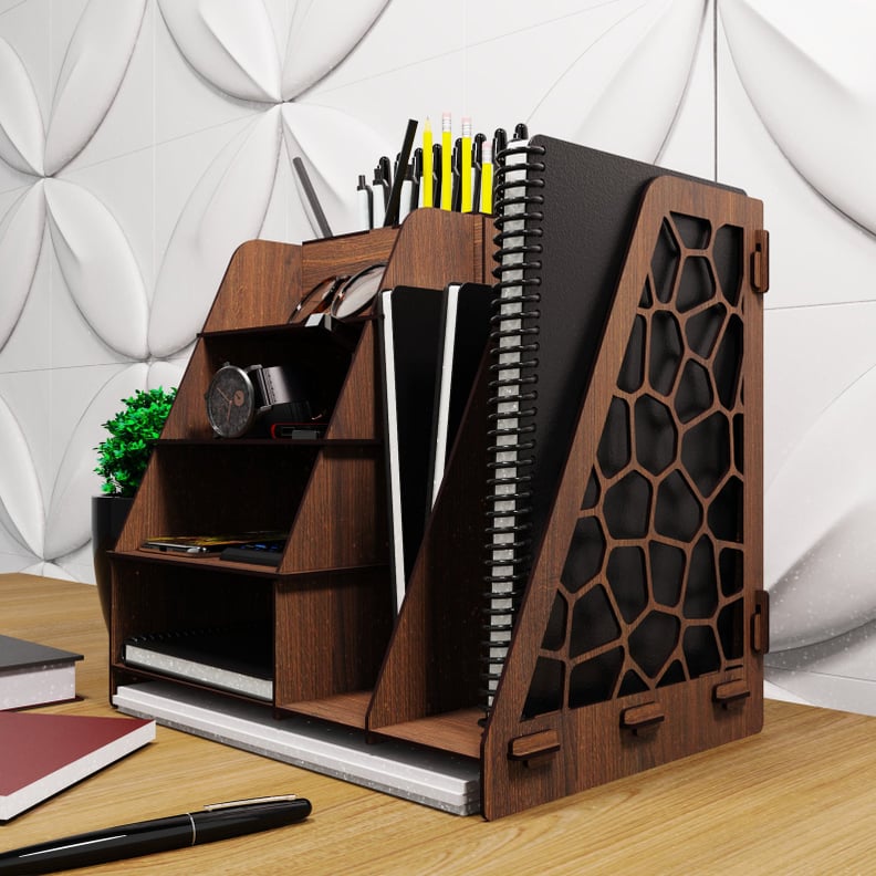 For a Clean Desk: Wooden Desk Organizer and Shelf