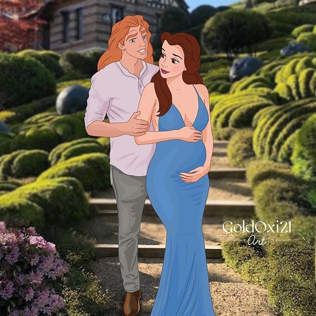 Pregnant Belle and Prince Adam