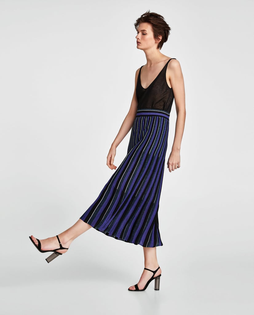 Zara Long Striped Shimmery Skirt