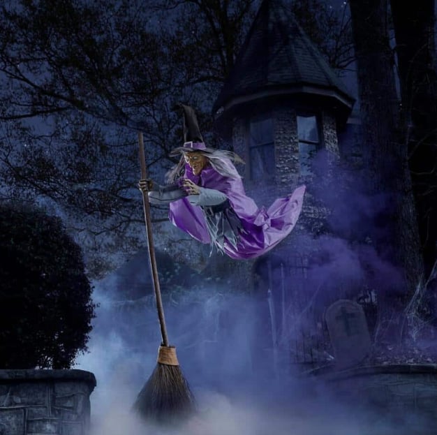 12-Foot Animated Hovering Witch Halloween Animatronic