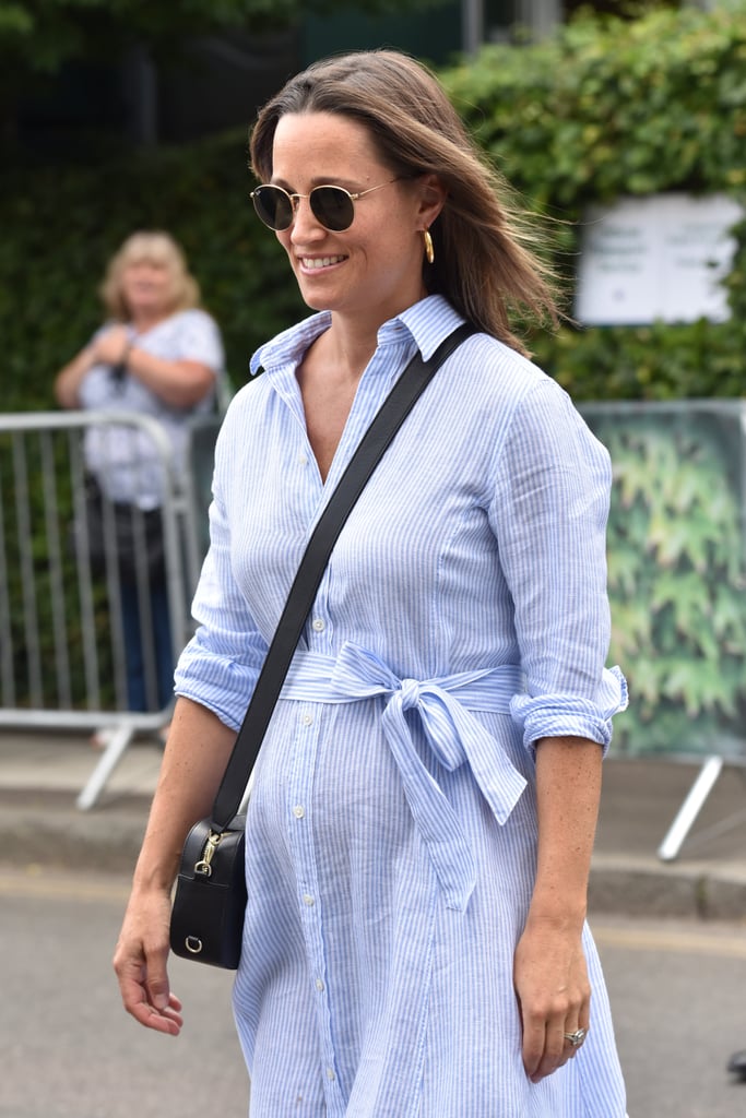 Pippa Middleton Blue Dress and Espadrilles at Wimbledon 2018