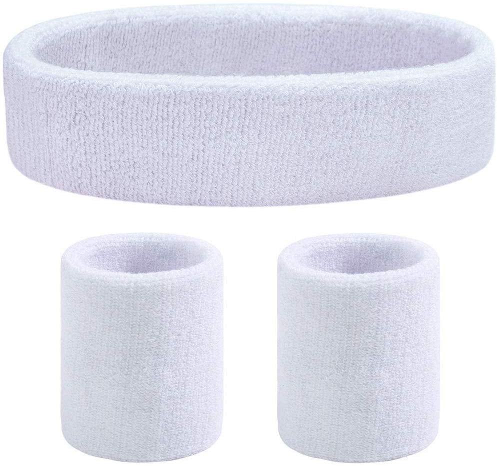 Favofit White Headband and Sweatbands