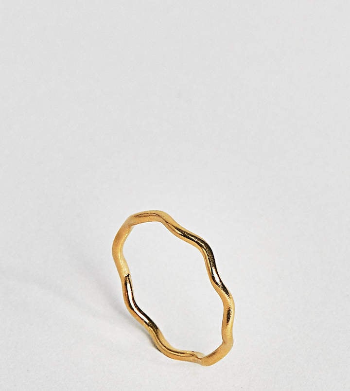 Asos Gold Plated Sterling Silver Sleek Wave Band Ring