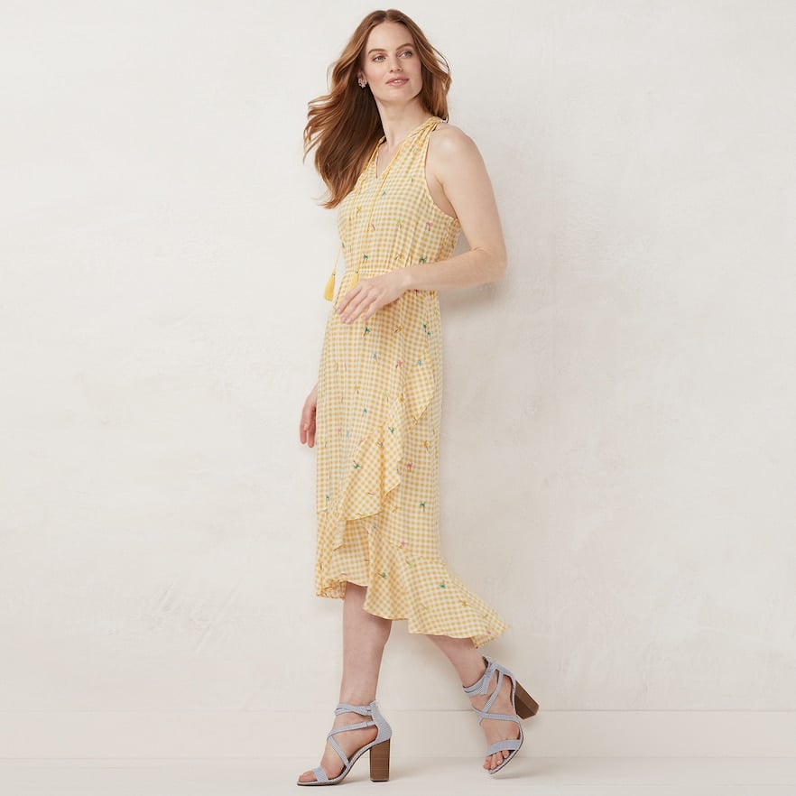 Bcbg asymmetrical 2024 ruffle halter dress