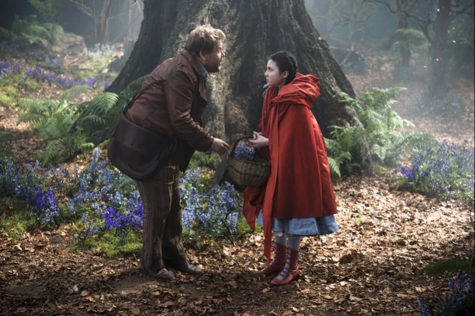 Corden as the Baker and Lilla Crawford as Red Riding Hood.