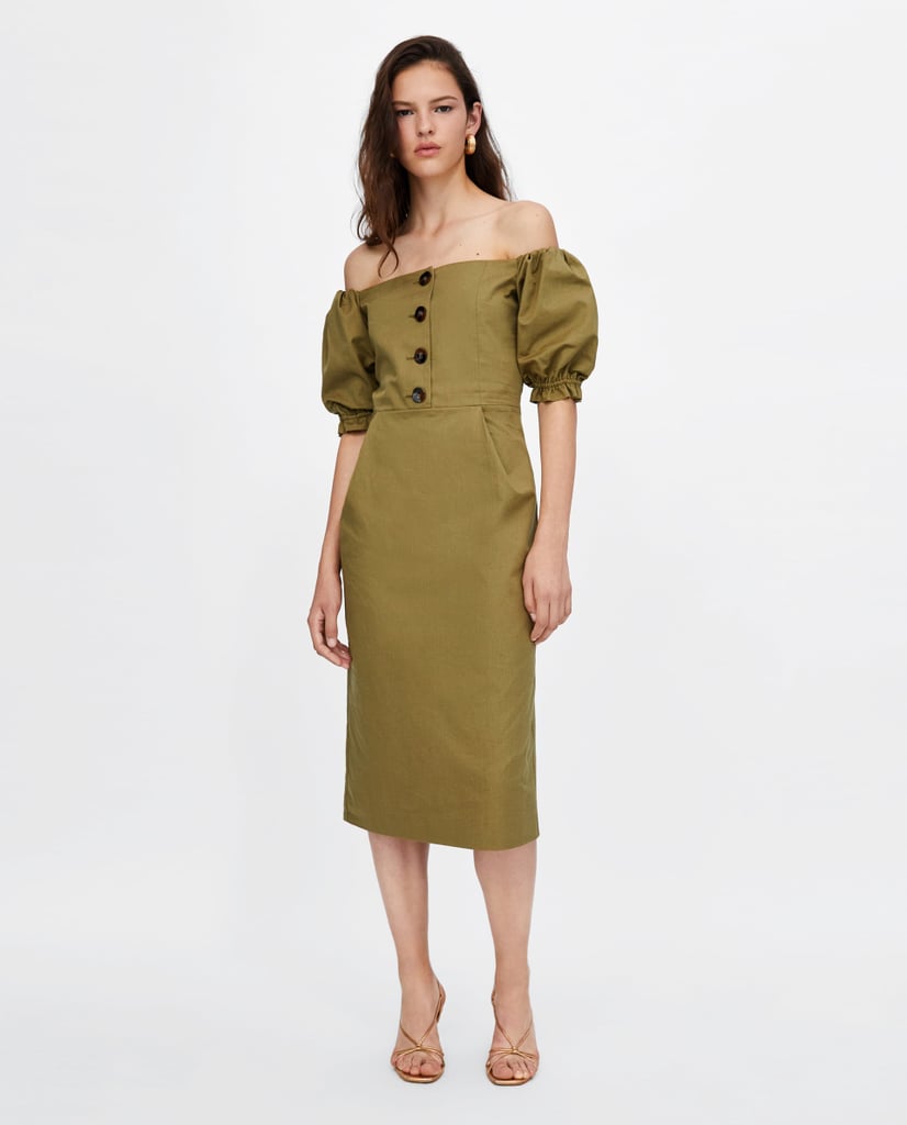 An Off the Shoulder Dress ($70) is one of Meghan's go-tos.