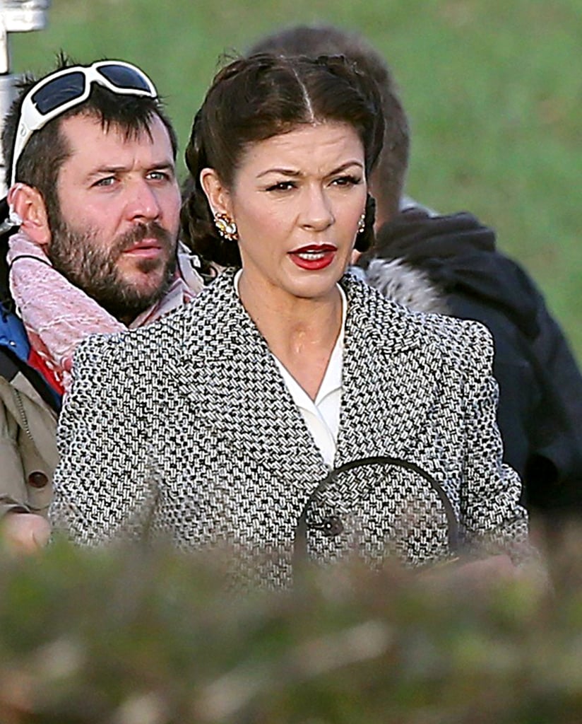 Catherine Zeta-Jones filmed Dad's Army in Bridlington, England, on Tuesday.