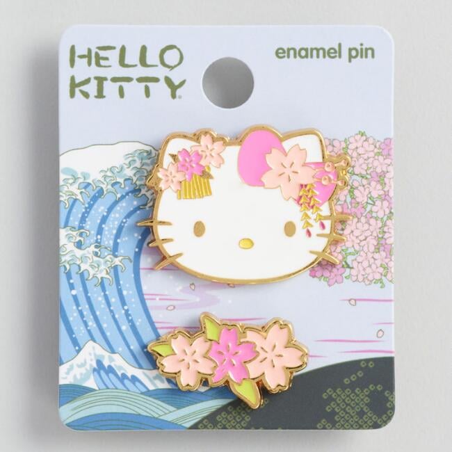 Hello Kitty Pink Flower Enamel Pin Set