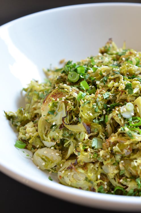 Warm Brussels Sprouts Slaw with Asian Citrus Dressing Warm Brussels Sprouts Slaw with Asian Citrus Dressing