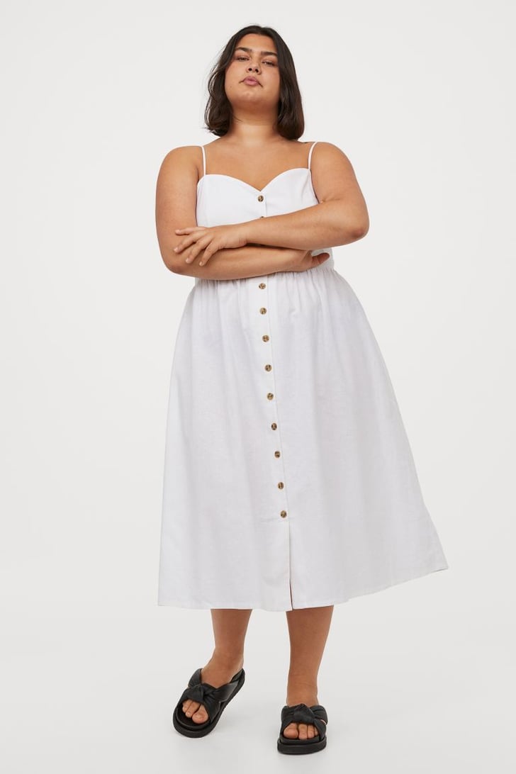 H&M LinenBlend Dress The Best White Cotton Summer Dresses For Summer