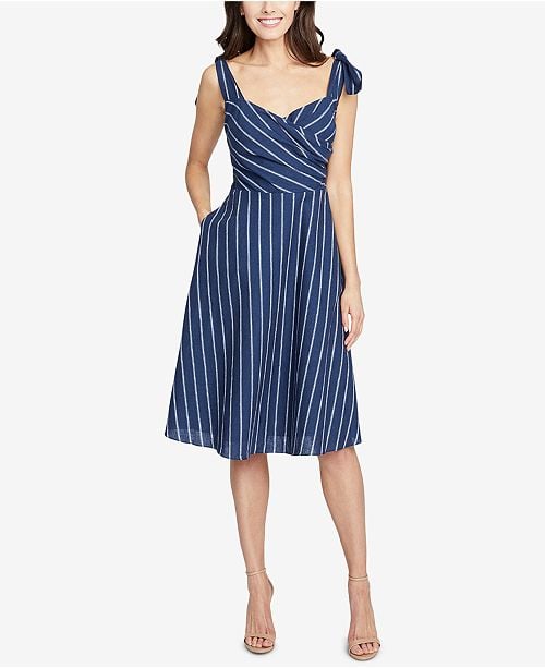 RACHEL Rachel Roy Kate Striped Faux-Wrap Dress